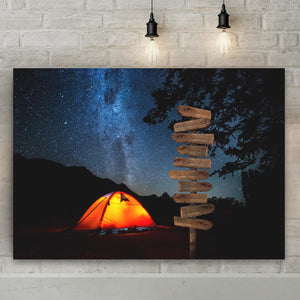 Camping Under Starry Night Sky, Custom Canvas