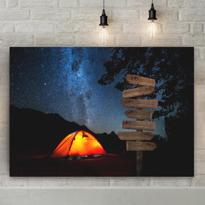 Camping Under Starry Night Sky, Custom Canvas