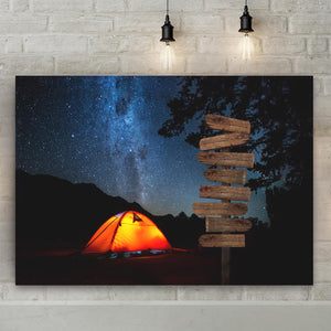 Camping Under Starry Night Sky, Custom Canvas