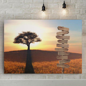 Gentle Silhouette Of Tree During Sunset, Custom Canvas