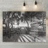 B/W Enchanting Bridge Entrance To Hidden Beach, Custom Canvas
