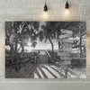 B/W Enchanting Bridge Entrance To Hidden Beach, Custom Canvas