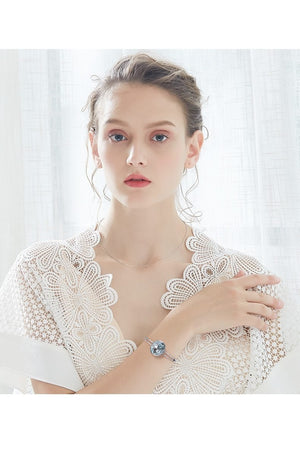 Sterling Silver Bracelet with Large Central Swarovski Crystal
