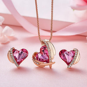 Swarovski Heart Cocoon Necklace + Earring Set