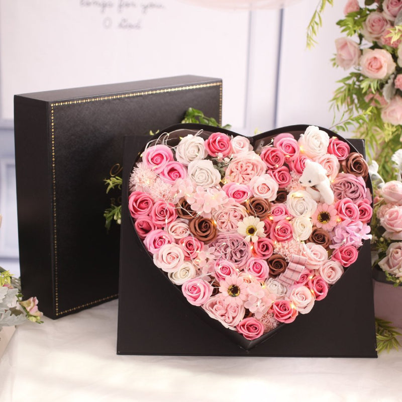 Heart shaped box of Flowers  Heart shape box, Flower box gift, Heart shapes